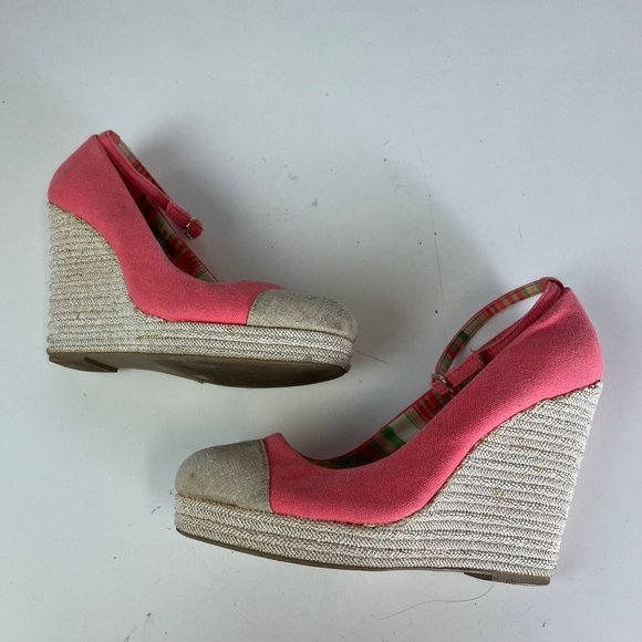THE WEBSTER MIAMI Target Straw Wedge 5” Heel Pink Sandals Shoes Womens Size 8.5 - Picture 6 of 10